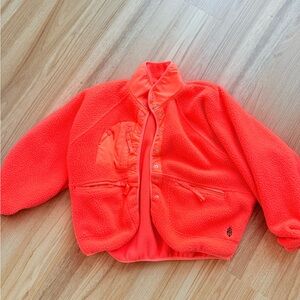 Free people Bright Orange Fleece Jacket